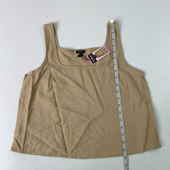 Express Women's Top S Beige Linen Blend Square Neck Tank Top Size S - Picture 6 of 7